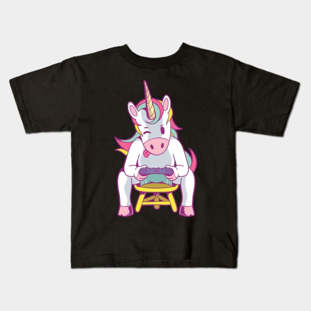 Unicorn gamer controller Kids T-Shirt by Shadowbyte91